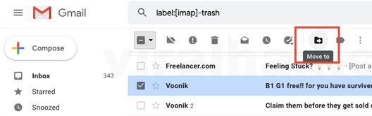 pindah ke ikon untuk memindahkan email